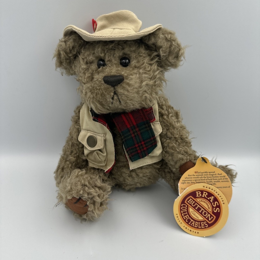 Brass Button Tanner 1997 Health Handcrafted Fully Jointed Good Luck Bears